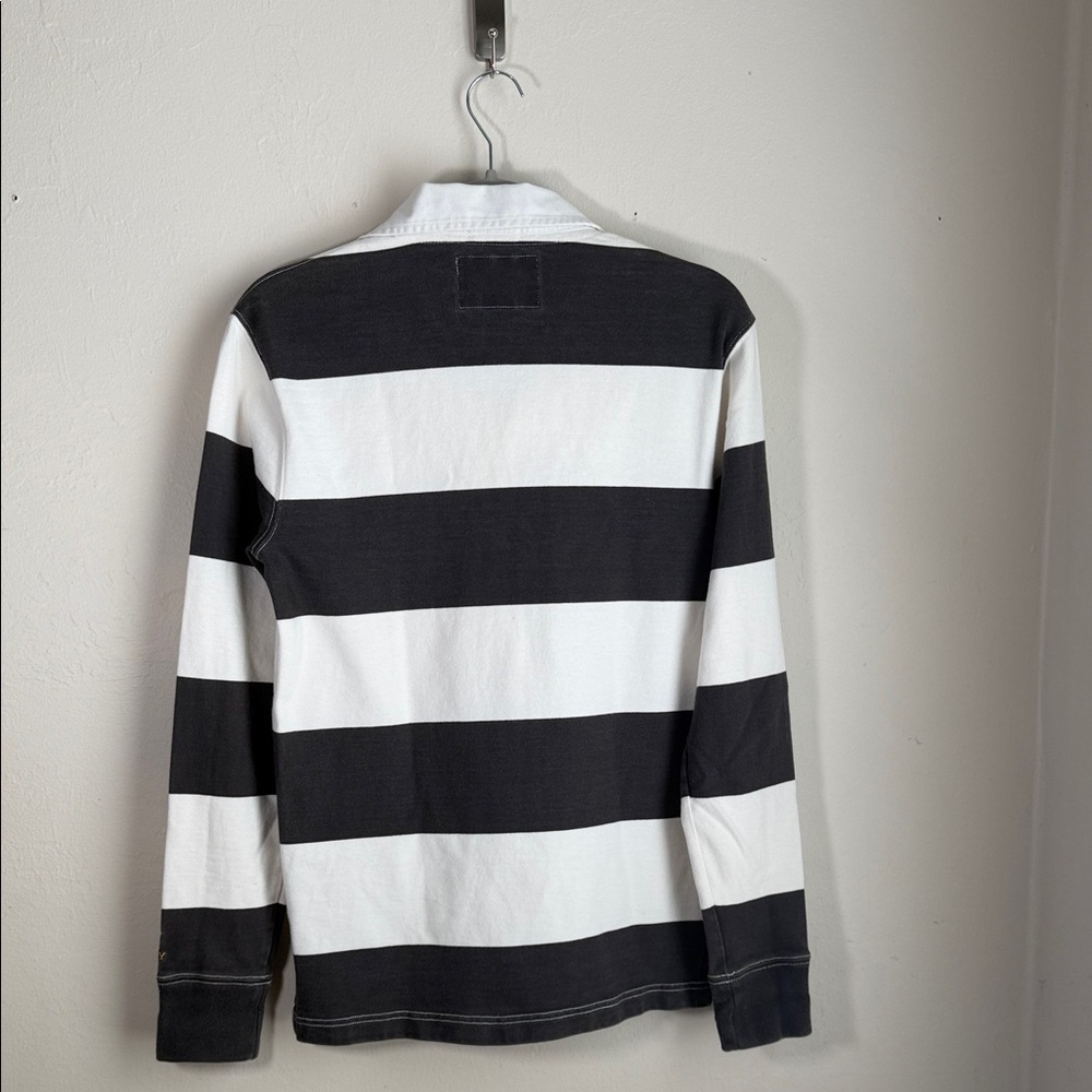 Rugby Ralph Lauren Black and White Striped Casual Button-Down Shirt - Picture 5 of 8